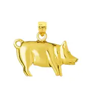 14K Gold 22MM Pig Pendant