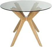 SK Designer Living Doreen Collection | Round Glass Dining Table | 100cm - Natural