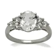 Oval Lab-Created White Sapphire Ring in Sterling Silver