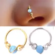 Stainless Steel Nose Ring Turquoise Nostril Hoop Nose Earring Piercing Jewel^ SN
