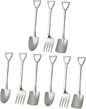 VERDANVERSE 9pcs Stainless Steel Shovel Spoons Practical Dessert Forks for Cake Ice Serving for Home Office Bakery Cafes