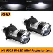 2X RHD H4 9003 Bi-LED Mini Projector Lens Headlight Kit Bulbs Hi/Lo 24000LM 100W