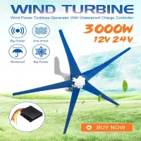 在飛比找蝦皮購物優惠-300W風力發電機12V / 24V 5葉片臥式風力發電機，