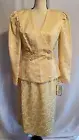 Vintage 60s Miss Elliette 2 Pc Yellow Shimmer Jacquard Skirt/Blazer Sz 8 W/ TAGS
