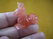Y-DOG-LD-557) Egyptian GOD ANUBIS PINK STRAWBERRY carving figurine little statue