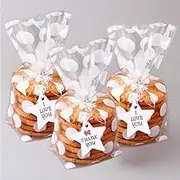 200 Pack White Polka Dot Candy Bags with Sliver twist ties, 8.1 x 5 x 1.8 inch Clear Cellophane Treat Bags for Cookie Candy Snack Wrapping Wedding Gift Chrismas Party Favor
