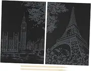 PERSELOSO 2pcs DIY Scratch Paper Crafts for Creative Black Scratch Painting for Parties Arts for Imagination Development Relaxation Activities