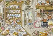 Awesocrafts Cross Stitch Stamped Kits Peter Rabbit's Kitchen Easy Patterns Cross Stitching Embroidery Needlework Kit Supplies 14CT 2 Strands