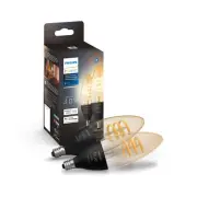 Smart 40W Candle-Shaped Filament LED Bulb - White Ambiance Warm-to-Cool White...