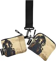 [XYMZR] Mini Zip Around Wristlet keychain Wallet Cool Cowboy Brown for Women Personalized Pattern Detachable Dual Pouch Wristlet Portable Wallet Phone Coin Purse, Multi-colored, One Size