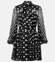 [Zimmermann] Zimmermann Polka-dot pleated minidress AU 12 black