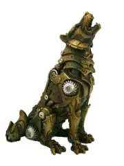 Pacific Giftware Steampunk Howling Alpha Wolf in Rustic Steel and Gears...