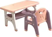Kids Drawing Table and Chair Set Child Desk and Chair Set Versatile Lightweight Toddler Furniture Set for Indoor Play Room, Pink
