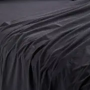 MyHouse Stonewash Flat Sheet 255X260cm 100% Cotton - Onyx - Queen