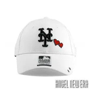 【MLB Old Fashioned Cap】大都會 NY 白 老帽 愛心 人字布 鴨舌【ANGEL NEW ERA 】