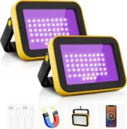 Rechargeable LED Black Light, Battery Powered Portable 2 Pack, Purple
