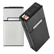 Rechargeable Electric Lighter & Cigarette Case with Makeup Mirror - 2 Pack