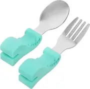RORPOIR Toddler Fork Spoon Set Stainless Steel Silicone Grip Training Feeding Utensils