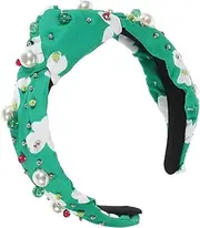 [PLAFOPE] Adjustable Green Shamrock Headband for St. Patrick's Day Irish Festival Pearl Hair Accessory