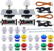 2 Player Arcade Game DIY Kit Arcade Matt Frosted Black Button Twins USB Encoder Zero Delay 4&8 Way Arcade Fighting Joystick Controller for PC MAME Respberry Pi Retropie