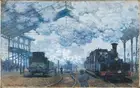 Claude Monet Vintage painting art steam train station poster canvas framed