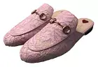 GUCCI PRINCETOWN HORSEBIT PINK LACE MULES SLIDES FLATS SIZE 37/7 NEW IN BOX READ
