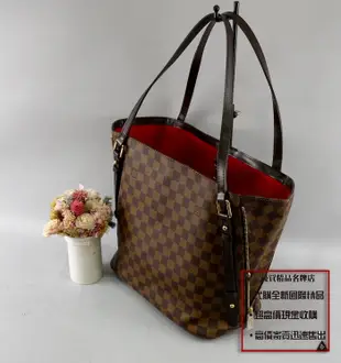 優買二手精品名牌店 LV N41108 咖啡 棋盤 格紋 Neverfull 肩背包 購物包 TOTE Cabas 全新