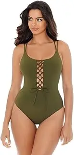[Skinny Dippers by Miraclesuit] Skinny Dippers Women's Swimwear Jelly Beans Suga Babe Lace Up Front Removable Cup One Piece Swimsuit