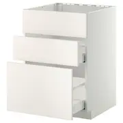 METOD / MAXIMERA base cab f sink+3 fronts/2 drawers, white/Veddinge white, 60x60x80 cm