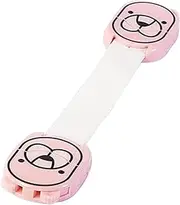 POENVFPO Child Safety Strap Locks, ABS and PVC, 10Pcs Baby Proofing Adhesive Latch Cabinet Drawer Door Blocker (Pink)