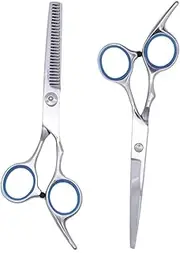 PACKOVE Professional Stainless Steel Barber Shears Ergonomic Hair Cutting and Thinning Scissors for Salon and Home Use Smooth and Comfortable Haircut Tool Silver
