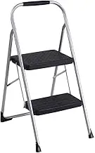 Cosco Two Step Big Step Folding Step Stool with Rubber Hand Grip, Grey