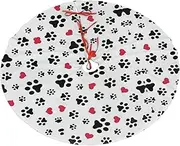 [VPPUR] Love Cat Paw Heart Puppy Foot Print Print Washable Christmastree Skirt Festive Tree Skirt for Thanksgiving Day Xmas Parties