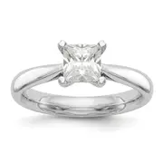 0.25ct. CZ Solid Real 14k White Gold Square Solitaire Engagement Ring