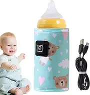 Portable Bottle Warmer, Kids Milk Warmer, 3 Adjustable Temperer Car Bottles, Quick Heating Travel Accessories, Protective Sleeve for Outdoor