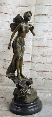 Signed: VILLANIS, BRONZE ART NOUVEAU FAIRY SCULPTURE FIGURE HOT CAST FIGURINE NR