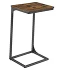 C-Shaped End Table, Side Table for Sofa, Couch Table 1 Rustic Brown + Black