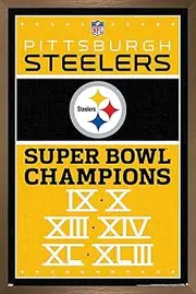 Trends International NFL Pittsburgh Steelers - Champions 13 Wall Poster, 14.725" x 22.375", Bronze Framed Version