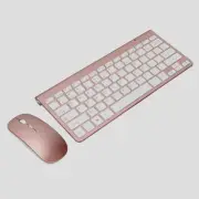 Ultra Slim Wireless Keyboard and Mouse Combo, Silent Compact Rose Gold & White