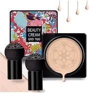 CC Cream Air Cushion Foundation, Full Coverage Primer and Mushroom Air Cushion, BB Cream for Flawless Make-Up, Full Coverage Make-Up, Durable and Waterproof (Ivory)