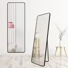 Black Rectangular Full Length Mirror 70x170cm Rounded Edges Free Standing Living