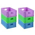 6x Boxsweden Assorted 29x21cm Foldaway Crate Container Home Storage Organiser