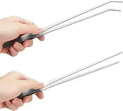 Fri4Free 2PCS Long Aquarium Tweezers - 10.6" Straight and Curved Tweezers, Stainless Steel Reptile Feeding tongs, Terrarium Aquascape Tools Feeder for Lizards, Bearded Dragon Snake Tank Accessories