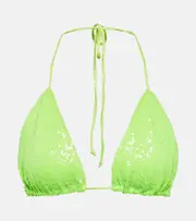 [Norma Kamali] Norma Kamali Sequin-embellished bikini top AU 14 green