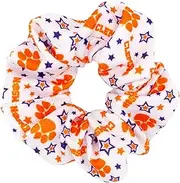 [Wee Ones] Girls' Collegiate Themed Game Day Logo Print Hair Scrunchie, One Size, Clemson