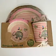 Bamboo Toddler Plate Mug Cup Cutlery set Pink Elephant pink New Sealed pack