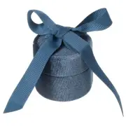 Necklace Storage Ring Case Box Light Blue Cylinder 2.3 x 2.3 x 2.1 Inch Corduroy