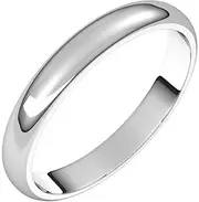 [JewelryWeb] 14k White Gold 3mm Half Round Band Ring Size 4-Band Style-Ring for Women and Men
