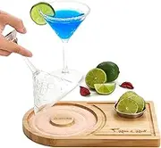 Margarita Salt Rimmer Set for up to 6" Rims | Bamboo Salt Rimmer for Cocktails | Bartender Accessories & Home Bar Gift | Margarita Kit and Bartender Tool
