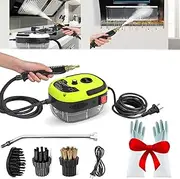 Eigoods 2500w Handheld High-Temperature Pressurized Cleaner, Portable High Pressure Steam Cleaner with Brush Head and 1000ml Tank, 6-Speed Adjustment for Home Car Kitchen (Yellow)